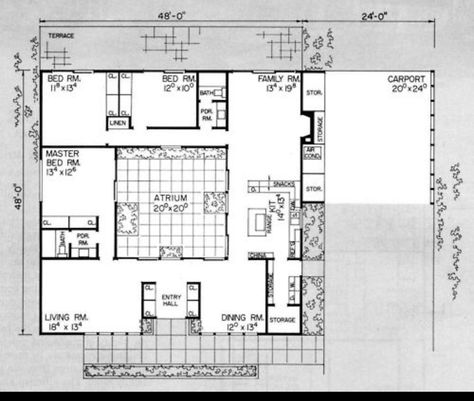 Storage Homes, Sims House Layouts, House Drawings, Arch Drawing, Atrium House, Architectural Concepts, Storybook Homes, Japanese Style House, Courtyard House Plans