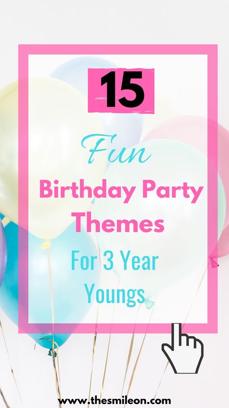 3rd birthday is different. 3 year old toddlers become aware of things and have their preferences. Here are 15 Toddler approved themes for boys and girls as 3rd birthday bash. #birthdayparty, #birthdaypartytheme, #3yearoldbirthdayideas, #3yearoldboys, #3yearoldgirl Yippee I’m Three Party, 3 Year Birthday Themes, Three Year Old Birthday Puns, Birthday Party For 3 Year Girl, 3yrs Old Birthday Party Ideas, 3 Yr Birthday Party Ideas, Unisex Birthday Party Themes, 3 Year Birthday Theme, Three Year Old Birthday Party Theme