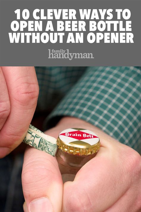 10 Clever Ways to Open a Beer Bottle Without an Opener Open Bottle Without Opener, Beer Opener Diy, Bottle Opener Diy, Diy Bottle Opener, Fishing Line Knots, Alcohol Bottle Crafts, Beer Bottle Crafts, Press On Nails Pink, Cocktail Drinks Alcoholic