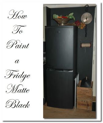 how to paint a fridge freezer matte black Black Fridge Kitchen, Fridge Paint, Farmhouse Updates, Kitchy Kitchens, Black Fridge Freezer, Stainless Fridge, White Stove, Paint Refrigerator, Painted Fridge