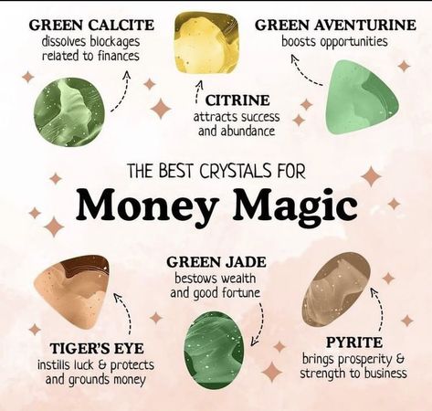 Pyrite Crystal Meaning, Calcite Crystal Meaning, Pyrite Meaning, Crystals For Money, Green Calcite Crystal, Yerba Santa, Green Calcite, Mystical Jewelry, Money Magic