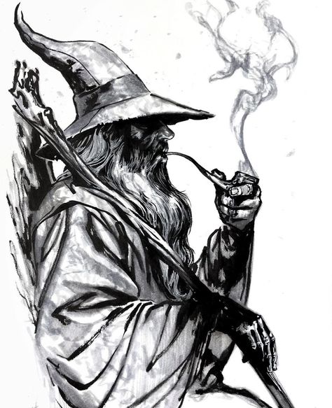 Gandalf Tattoo, Wizard Drawings, Tolkien Tattoo, Wizard Tattoo, Lotr Tattoo, Rings Tattoo, Ring Sketch, Lord Of The Rings Tattoo, Middle Earth Art