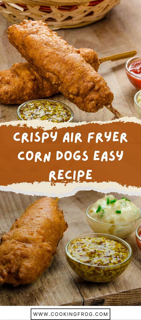 Hot Dog Sticks, Air Fryer Homemade Corn Dogs, Air Fryer Fair Food, Air Fried Corn Dogs, Air Fry Corn Dogs, Corndog Airfryer, Corndogs In Air Fryer, Airfryer Corndogs, Corn Dog Recipe Air Fryer