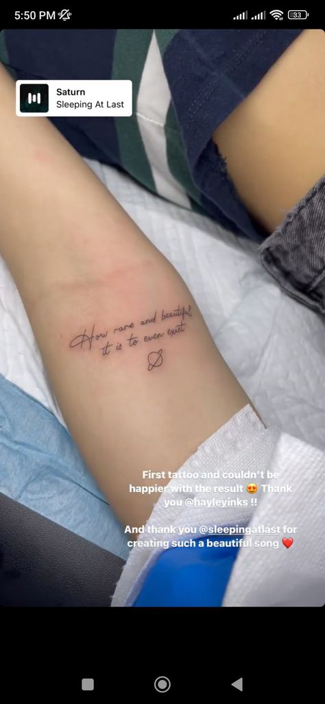 Saturn Song Tattoo, Step Into The Daylight Tattoo, Saturn Sleeping At Last Tattoo, Bigger Than The Whole Sky Tattoo, Sleeping At Last Tattoo, Saturn Sleeping At Last, Sarah Tattoo, Realistic Wedding, Shine Quotes