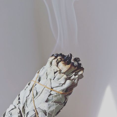 Sage Smudging Aesthetic, Sage Burning Tattoo, White Sage Aesthetic, White Aesthetic Spiritual, White Spiritual Aesthetic, Sage Burning Aesthetic, Smudging Aesthetic, Burning Sage Aesthetic, Sage Cleanse