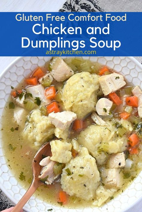 Are you looking for a simple and delicious meal? This Bob's Red Mill gluten free chicken and dumplings is the ultimate comfort food. It is simple to make and packed with flavor. The perfect gluten free soup recipe that is magnificent for fall! Chicken And Dumpling Soup, Creamy Chicken And Dumplings, Easy Chicken And Dumplings, Recipe Stand, Chicken Dumpling Soup, Restaurant Foods, Chicken Dumplings Recipe, Homemade Chicken And Dumplings, Dumpling Soup