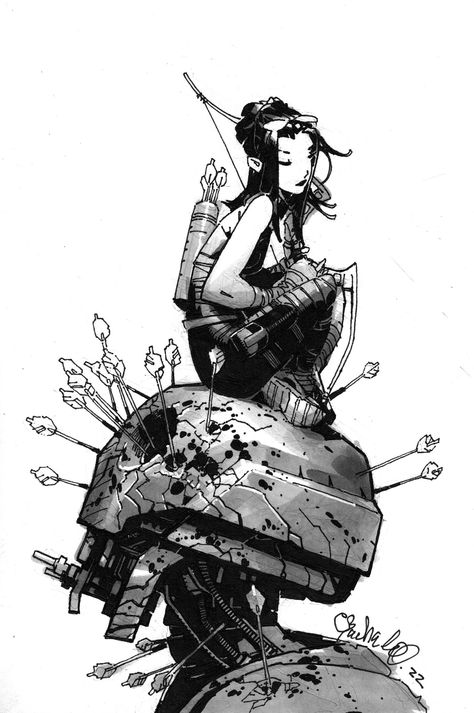 Chris Bachalo Art, Deadpool And Spider Man, Bachalo Art, Hawkeye Kate Bishop, Chris Bachalo, Art Character Design, Instagram Visual, Black And White Comics, Traditional Ink