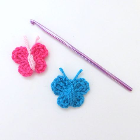 Magic Circle Tutorial, Crochet Butterfly Applique, Crochet Butterfly Free Pattern, Crochet Applique Patterns Free, Crochet Butterfly Pattern, Butterfly Tutorial, Free Pattern Crochet, Butterfly Applique, Applique Tutorial