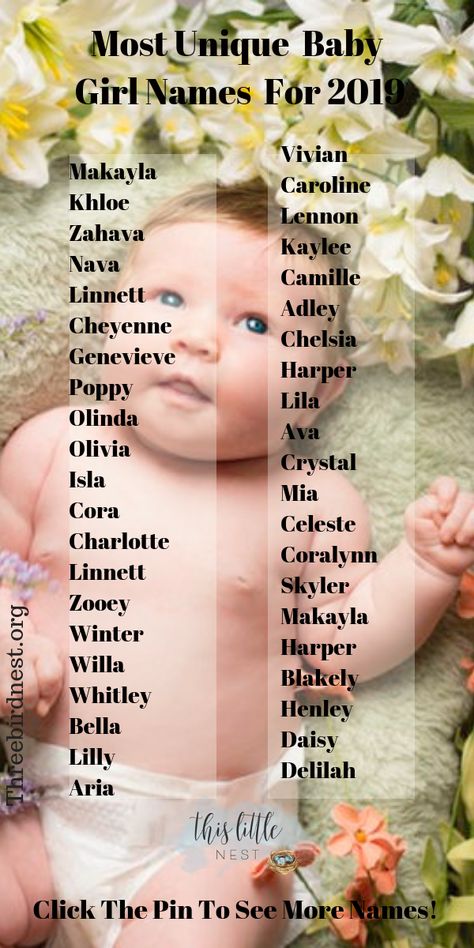 Baby girl names | Unique Baby Names 2019 Here's an amazing list of over 100 unique baby girl names that you're gonna love. I bet you find her name on this list! Check it out!  #babynames #babygirlnames #girlnames #uniquebabynames Girl Names Unique, Names With Nicknames, Unique Baby Girl Names, List Of Girls Names