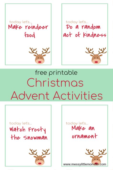 Advent Calendar Fillers For Kids Free Printable, School Advent Calendar Ideas, Advent Calendar Printable Free For Kids, Advent Calendar Cards Printable, Free Advent Calendar Ideas, Christmas Advent Activities For Kids, Advent Calendar Printable Free, Advent Calendar Activities For Kids, Advent Activities For Kids