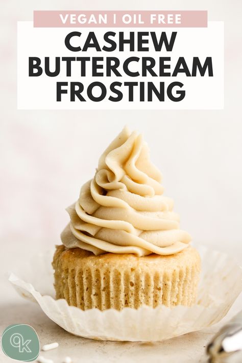 Rich, creamy and delicious vegan cashew buttercream frosting made with just 6 ingredients! Easy to make and perfect for cupcakes, cakes, cookies and more.   #veganrecipes #cashews #healthydesserts Healthy Vegan Frosting, Vegan Frosting Recipe, Vegan Patisserie, Vegan Baked Goods, Okonomi Kitchen, Dairy Free Buttercream, Vegan Basics, 30th Cake, Healthy Frosting