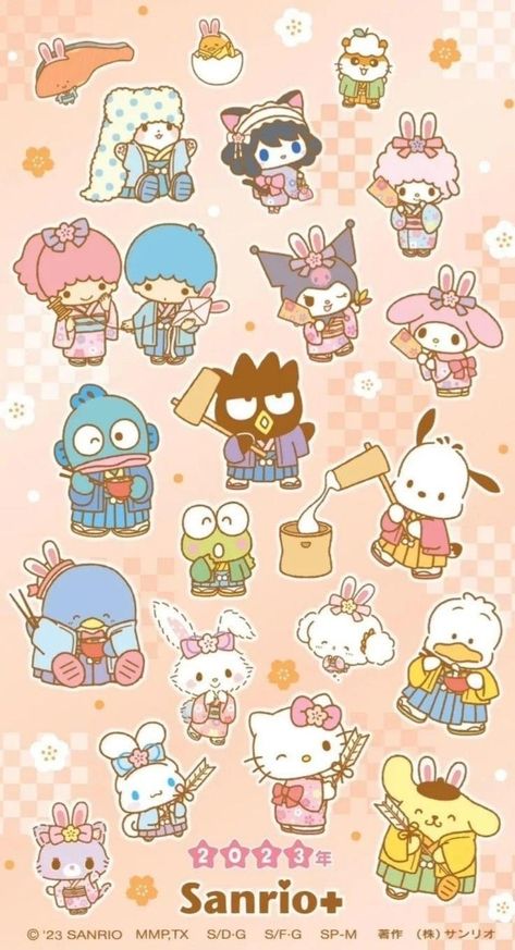 All The Sanrio Characters, Sanrio Characters Wallpapers, 헬로키티 배경화면, Hello Sanrio, Wallpaper 2023, Walpaper Hello Kitty, Hello Kitty Characters, Hello Kitty Backgrounds, Hello Kitty Art