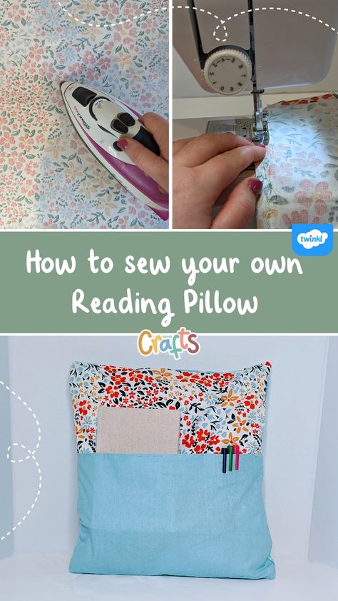 This comfy reading pillow would make the perfect addition to any reading corner 📚 The pocket on the front makes the perfect place to store your favourite book along with a couple of pens. Our step by step reading pillow sewing pattern includes supporting photographs so you can sew in confidence 🧵 Book Pillow Pattern Free, Pillow Sewing, Comfy Reading, Book Pillow, Pillow Crafts, Pocket Pillow, Reading Pillow, Machine Sewing, Create And Craft