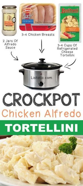 Chicken Alfredo Tortellini, Alfredo Tortellini, Crockpot Chicken Alfredo, Cook Meat, Crock Pot Food, Fest Mad, Crockpot Dishes, Crock Pot Slow Cooker, Chicken Alfredo