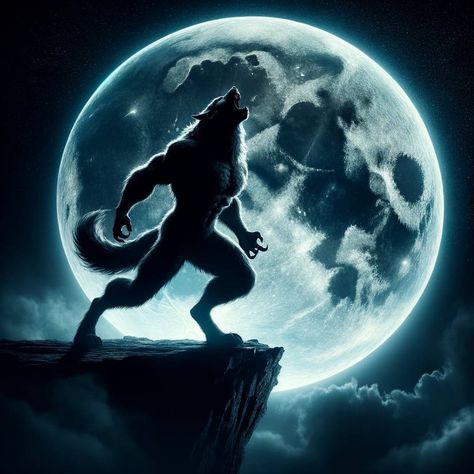 Alpha Werewolf Art, Cool Werewolf Art, Werewolf Aesthetic Alpha, Wolf Pack Art, Werewolf By Night Wallpaper, Werewolf Mythology, Wolf Moon Wallpaper, Werewolf By Night Art, Werewolf Transformation