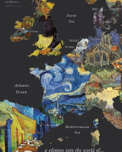 Europe with Van Gogh ✨🌍 Art & Desing 🏹🔮 | #artdesingtv #arto #art 🎨🎨 Van Gogh, Map, Van, The World, Instagram, Art