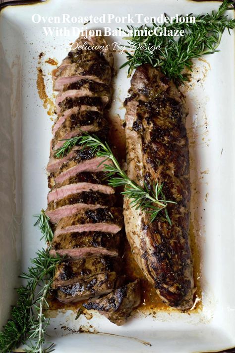 If you need a delicious family meal, on a budget, in under an hour, then Oven Roasted Pork Tenderloin checks all of the boxes. Coated in a Dijon, balsamic glaze and pan seared, these pork pieces are juicy, tender, and exploding with flavor. Pan Seared Pork Tenderloin, Pork Pieces, Meal On A Budget, Oven Roasted Pork Tenderloin, Oven Roasted Pork, Tenderloin Marinade, Roasted Pork Tenderloin Recipes, Balsamic Pork Tenderloins, Roasted Pork Tenderloin