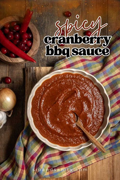 One sauce, endless possibilities! This versatile cranberry BBQ sauce transitions seamlessly from Thanksgiving turkey to summer grilling. Adjust the spice to your liking! Cranberry Bbq Sauce, Spicy Cranberry Sauce, Cranberry Jalapeño, Canned Cranberries, Bbq Turkey, Barbeque Sauce, Burger Sauce, Summer Grilling, Cranberry Orange