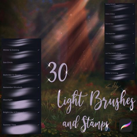 30 Light Brushes and Stamps for Procreate - LIBRIUM Brush Procreate, Procreate Brushes Free, Procreate Brushes, Winter Is Coming, Summer Time, Stamp, Social Media, Let It Be, Lighting