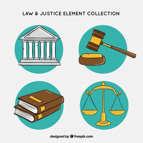 Hand drawn collection of law and justice elements Free Vector Law Drawing, Justice Symbol, Law Design, Diy Christmas Snowflakes, Law Office Decor, Filipino Art, Overlays Instagram, Law And Justice, Common Law