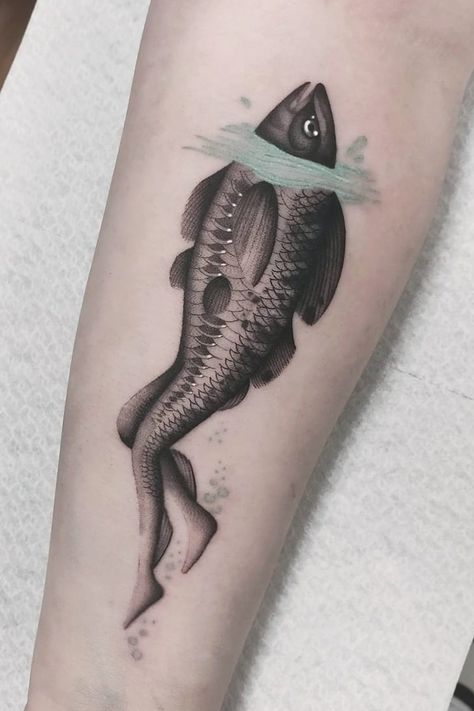 3d Fish Tattoo, Surreal Tattoo Ideas, Surrealist Design, Surrealism Tattoos, Creature Tattoo, 23 Tattoo, Fishing Tattoos, Surrealism Tattoo, Surreal Tattoo