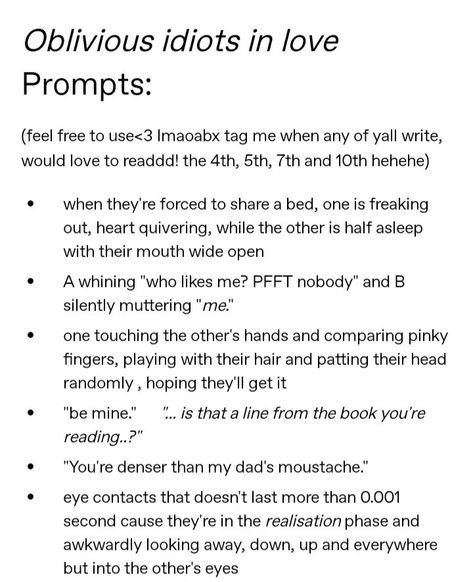 Story Romance Ideas, Story Situation Ideas, Fanfic Tropes Bingo, Toxic Relationship Prompts Writing, Romance Tropes Writing, How To Make Two Characters Meet, Romantic Scenarios Writing, How To Make Characters Fall In Love, Romantic Tropes Writing