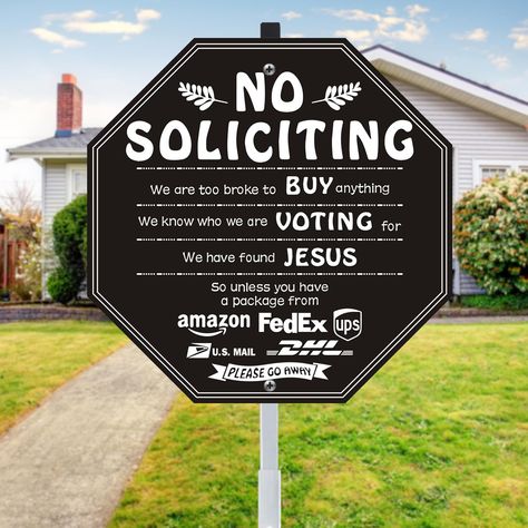 PRICES MAY VARY. 🔥A POLITE WAY OF SAYING "NO": Are you tired of constant interruptions from salespeople, lawyers, religious groups, fundraisers, and political representatives at your door? We understand. If you're looking for a solution, our humorous No Soliciting Sign for Home might be just what you need. It delivers a clear and polite message to unwanted visitors, letting them know their solicitation is unwelcome. 🔥 HIGHLY VISIBLE DESIGN: Our no soliciting sign for front door with stake boas No Solicitors Sign Funny, No Soliciting Sign Funny, No Solicitors Sign, Cnc Signs, No Soliciting Sign, Sign For Front Door, No Soliciting Signs, House Funny, No Soliciting