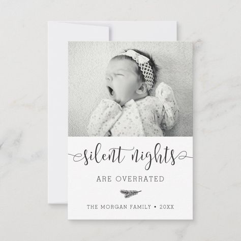 Silent Night New Baby Christmas Photo Cards Christmas Card New Baby, Christmas Card With Newborn, New Baby Christmas Card, Silent Night Christmas Card, Christmas Cards Wording, Baby Christmas Card, Baby's First Christmas Card, Family Christmas Card Photos, Christmas Card Sayings