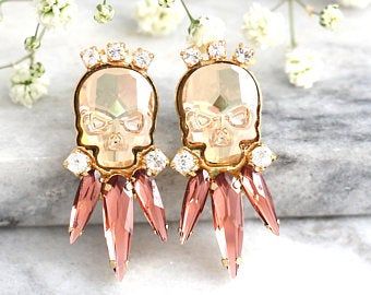 Swarovski Crystal Bridal Jewelry Boutique by iloniti on Etsy Gothic Bride, Sugar Skull Earrings, Rock N Roll Bride, Crystal Bridal Earrings, Bride Jewelry, Rock N’roll, Bride Earrings, Luxury Earrings, Skull Earrings