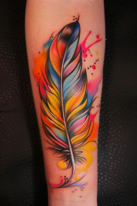 Explore stunning feather tattoo designs for both men and women. Discover the symbolism behind feather tattoos and find the perfect style, whether you prefer colorful or classic black ink. Find inspiration and ideas for your next beautiful feather tattoo that represents freedom, strength, or spirituality. Meaning Of Feather Tattoo, Henna Feather, Feather Tat, Feather Arrow Tattoo, Feathers Tattoo, Feather Tattoo Colour, Arrow Tattoos For Women, Feather Tattoo Meaning, Indian Feather Tattoos