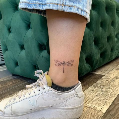 Ethereal Dragonfly Tattoo, Dragon Fly Tattoo Fine Line, Dragon Fly Tattoo For Women Simple, Dragonfly Tattoo Ankle, Little Dragonfly Tattoo, Dragon Fly Tattoo Small, Dragonfly Line Art, Dragon Fly Tattoo Designs, Fine Line Dragonfly Tattoo