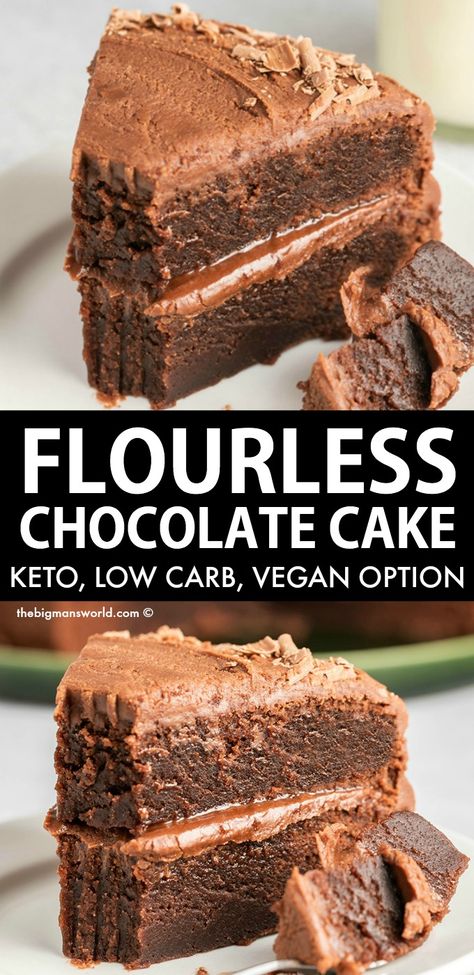 Healthy Cakes, Low Fat Low Carb, Medicine Tips, Keto Chocolate Cake, Flourless Chocolate Cake, Cake 5, Low Carb Low Fat Recipes, Vegan Chocolate Cake, Low Carb Low Sugar