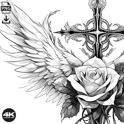 Fix Your Crown Tattoo, Tattoo Crosses For Women, Ink Master Tattoos, 2024 Tattoo, Cross With Wings, Master Tattoo, Tattoo Lettering Design, Background Printable, Ribbon Tattoos