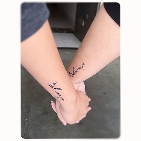 "Always." Disney Sister Tattoos, Best Friend In The World, Always Tattoo, Couple Tattoos Love, Couple Tattoos Unique Meaningful, Small Sister Tattoos, Mario Tattoo, Matching Best Friend Tattoos, Matching Sister Tattoos