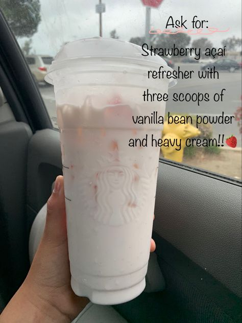 Starbucks Drink Ideas, Starbucks Copycat Recipes Drinks, Starbucks Drink Menu, Starbucks Secret Menu Recipes, Cold Starbucks Drinks, Starbucks Orders, Starbucks Order, Starbucks Drinks Diy, Secret Starbucks Recipes