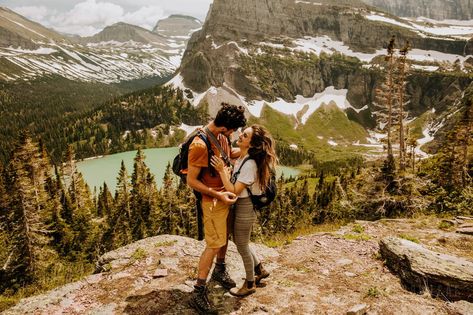 Places To Get Engaged, National Park Proposal, Grinnell Lake, National Park Engagement Photos, Park Proposal, Montana National Parks, Adventure Engagement Photos, California Hikes, Park Engagement Photos