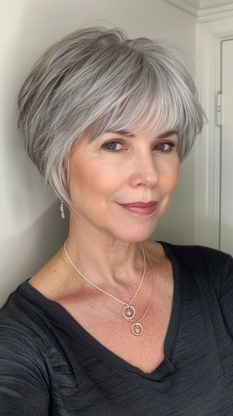 50+ Elegant Hairstyles For Women Over 60 In 2024 Older Women's Short Hairstyles, Wispy Short Hairstyles, Chin Length Hairstyles For Women Over 50, Short Bob For Fine Hair Over 50, Very Short Bobs For Fine Hair, Brushed Back Hairstyles For Women, Over 60s Hairstyles Older Women, Short Grey Bob Hairstyles Over 50, Short Hair For Seniors