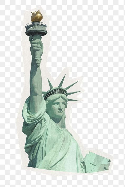 America Png Aesthetic, Statue Of Liberty Sticker, City Stickers, Liberty Logo, Travel Png, Lecture Poster, Statue Of Liberty New York, Paper Effect, Liberty Statue