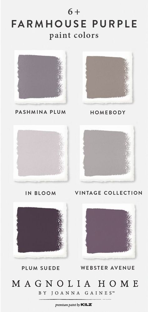 Purple Paint Colors, Paint Collection, Purple Color Palettes, Chic Interior Design, Gray Paint, Rustic Kitchen Design, Purple Paint, Chic Interior, Shades Of Gray