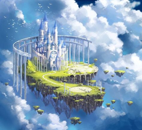 Fantasy Sky Castle, Sky Castle, Cloud City, Fantasy Background, Fantasy Magic, Castle In The Sky, Fantasy City, Fantasy Castle, Fantasy Places