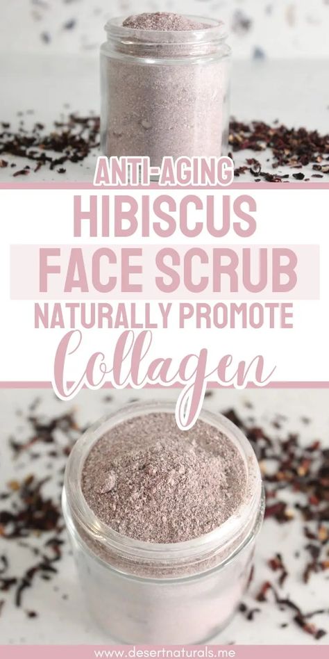 This homemade hibiscus, oatmeal, rose hip and pink kaolin clay face scrub will work wonders for your skin. The DIY face scrub helps with hydrating, locking in moisture, redness, inflammation, acne, and even offers anti-aging benefits by promoting natural collagen production. Because the DIY natural face scrub recipe uses all natural ingredients you'll get a highly effective homemade natural remedy that is toxin free. Learn how to make this homemade scrub and get the full DIY Beauty Recipe. Diy Natural Face Scrub, How To Make Face Scrub Recipes, Diy Face Cleanser Recipes, Hibiscus Soap Diy, Natural Facial Scrub Homemade, Hibiscus Body Scrub, Diy Facial Exfoliating Scrub, Gentle Face Scrub Diy, Natural Exfoliant For Face