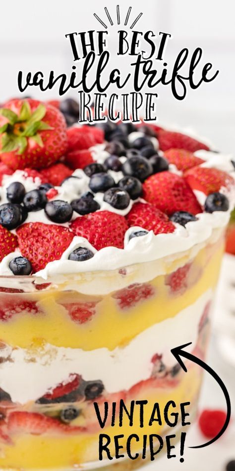 Vanilla Trifle, Triffle Recipe, Fruit Preservation, Trifle Bowl Recipes, Trifle Cake, Trifle Dessert Recipes, English Desserts, Dessert Truffles, Strawberry Dessert Recipes