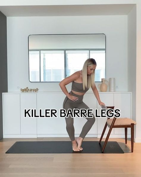 Lauren Swadling | Home Workouts on Instagram: "SAVE THIS 🔥🔥🔥 Tone and sculpt your legs and booty with this lower body barre workout 👏🏻 All you need is a chair to act as your barre. Aim for 16 reps of each with no breaks! Let me know if your trying this one ☺️ Full real time workouts like this with me on-demand. 7 day FREE trial 🤍 #lowerbodyburn #barreworkout #barrefitness #bootyburn #legworkout" Barre Leg Workout, Wall Pilates, Workout Program Gym, Workout Program, Barre Workout, Home Workouts, Lower Body Workout, Leg Workout, Lower Body