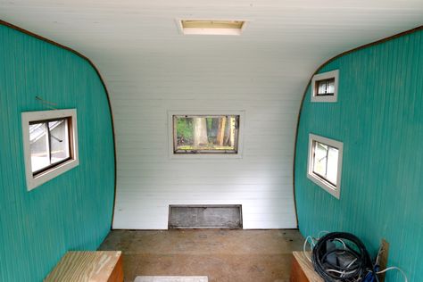 Vintage Camper Project Shasta Camper Interior, Camper Studio, Small Travel Trailer Remodel, Vintage Camper Art, Small Travel Trailer, Camp Van, Lightweight Campers, Vintage Trailers Restoration, Caravan Living