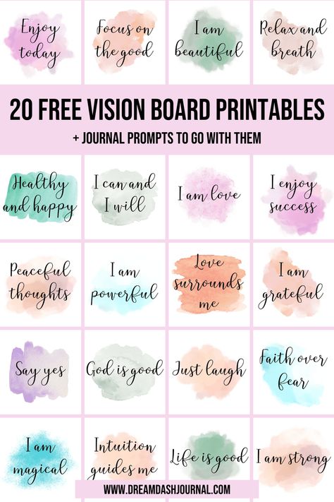 Journal Prompts For Manifesting, Free Vision Board Template, Kids Vision Board, Printables Journal, Spiritual Vision Board, Vision Board Journal, Free Vision Board, Vision Board Words, Printables Ideas