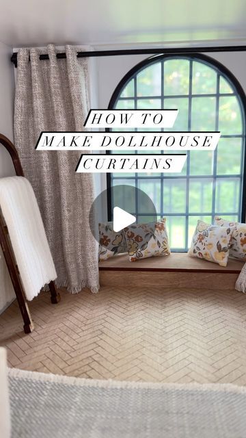 Doll House Curtains Diy, Dollhouse Curtains, Doll House Curtains, Dollhouse Tutorials, How To Make Curtains, Dollhouse Decor, The Curtain, Hanging Curtains, Doll Houses