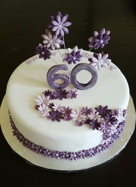 Purple Birthday Cake For Women Elegant, 50th Birthday Cake For Women Purple, Lavender And Gold Birthday Cake, Purple Cake 60th Birthday, Anniversary Cake Purple, Birthday Cake For Women Simple, Purple Cakes Birthday, 90th Birthday Cakes, 80 Birthday Cake