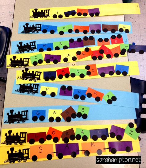 hello, Wonderful - 8 TERRIFIC TRAIN CRAFTS Name Train Craft, Train Craft, Transportation Theme Preschool, Train Crafts, Name Train, Transportation Unit, Preschool Names, Transportation Activities, Transportation Crafts