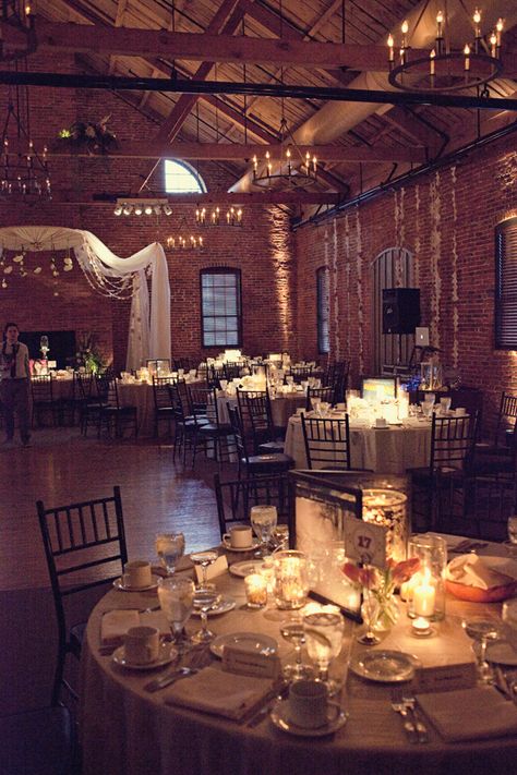 This has a simimlar look to The Mavris with the exposed brick and wood. postcards and pretties: {real wedding} dawn + rennie urban wedding Wedding Reception Head Table, Reception Head Table, Reception Chairs, Warehouse Wedding, Brick And Wood, Reception Chair, Venue Decor, Urban Wedding, Exposed Brick