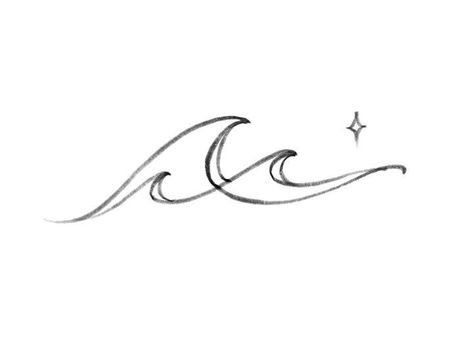 Waves Wrist Tattoo, Line Sea Tattoo, Wave Behind Ear Tattoo, Meaning Of Wave Tattoo, Wave Line Art Tattoo, Cool Wave Tattoos, Wave With Words Tattoo, Wave And Stars Tattoo, Fine Line Waves Tattoo